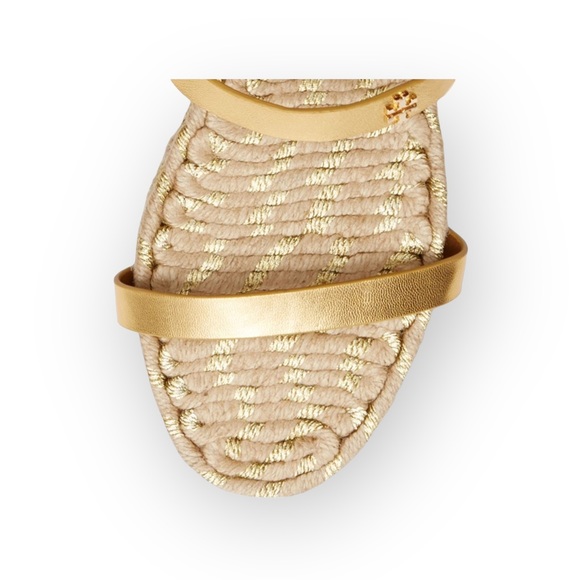 Tory Burch ✤ Two Band Flats Espadrilles Slides Jute Sandals ✤ Metallic Gold ✤ 8M - Picture 3 of 17